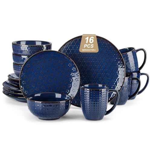 16 Pieces Dinnerware Sets (Blue / Service for 4 (16 Pcs))