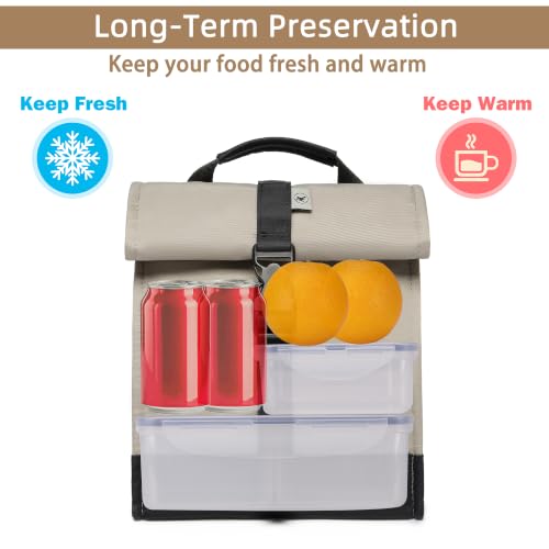Insulated Lunch Bag Rolltop Lunch Box Tote Bag for Women