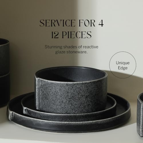 Bao 12 Piece Dinnerware Set Stoneware (Charcoal / 12-Piece - Service for 4)