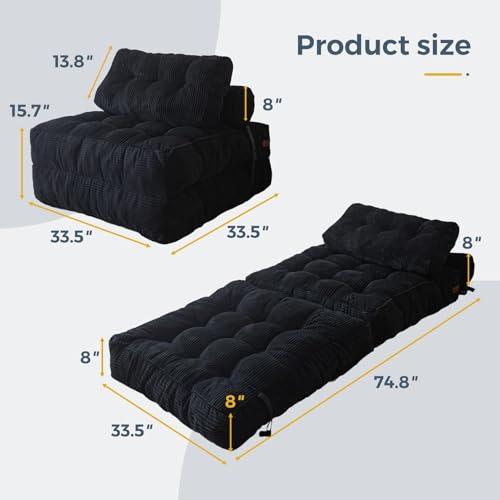 Folding Sofa Bed (Black / Single)