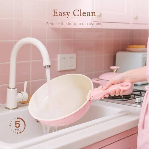 21 Pcs Pots and Pans Set Non Stick (Pink / 21 Piece)