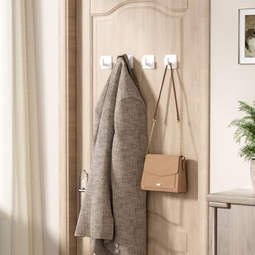 Square Self Adhesive Towel Hooks (White / 2 Pack)