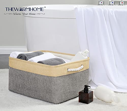 Storage Baskets for Organizing (Gold&Grey / 3PCS/X Large -17.7Lx13.8Wx9.8H)