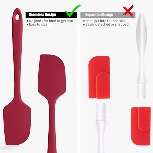 600°F Heat Resistant Silicone Large Spatula (11.4in (Flat Spatula) / Red)