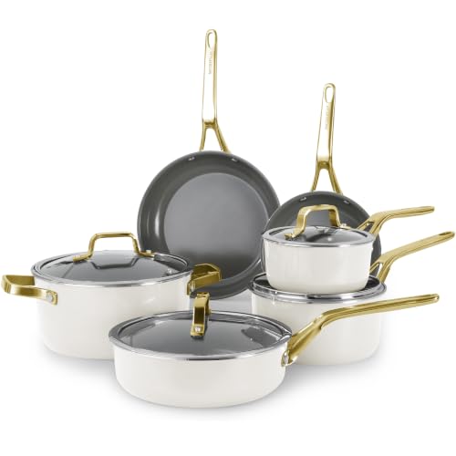 White 10 Piece Ceramic Cookware Set (White / 10pc set)