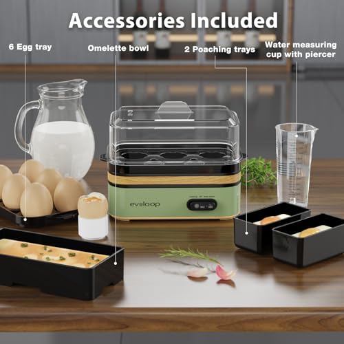 Rapid Egg Cooker Electric 6 Eggs Capacity (wood green)