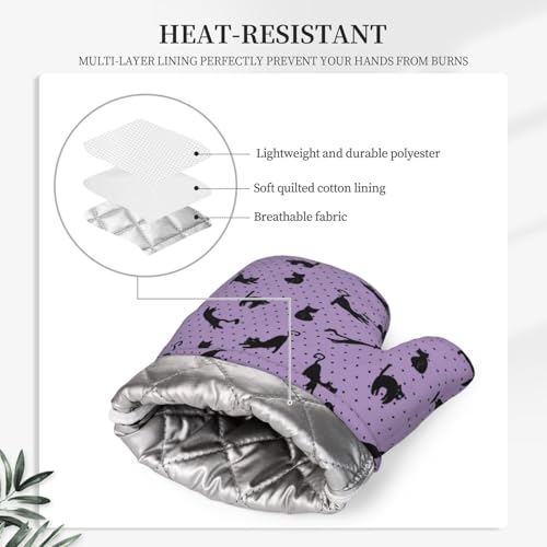 Black Cat Oven Mitts and Pot Holders Sets of 4 (One Size / Black Cat)