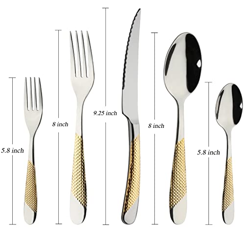 40 Piece Gold Silverware Set Stainless Steel Flatware Set Cutlery Set