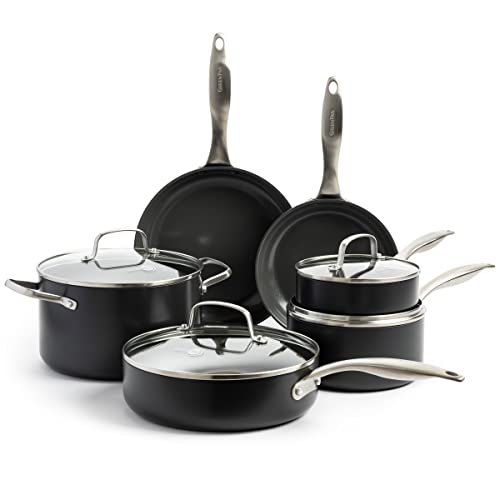 Canterbury Hard Anodized Healthy Ceramic Nonstick (10 Piece Cookware Set / Black)