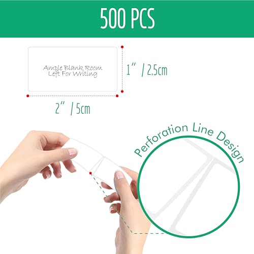 500 Removable Blank Food Labels (500-blank / 1” x 2”)