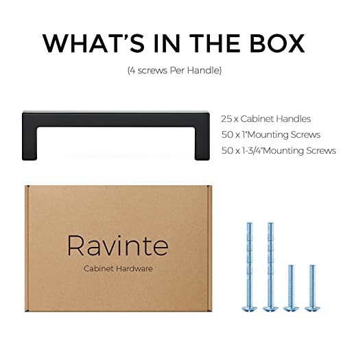 Matte Black Cabinet Handles Solid Cabinet Pulls (Black / Flat Black 4" Hole Center)
