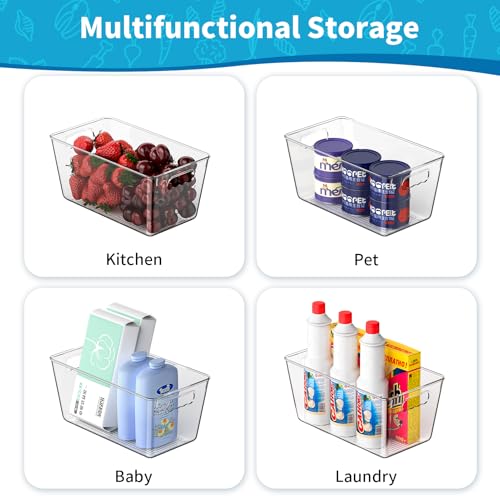 Clear Fridge Organizer Bins with Handles (6 Pack / S (9"L x 5"W x 4.5"H))