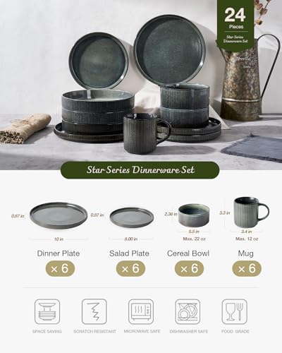Star Dinnerware Sets with Mugs (Deep Forest)