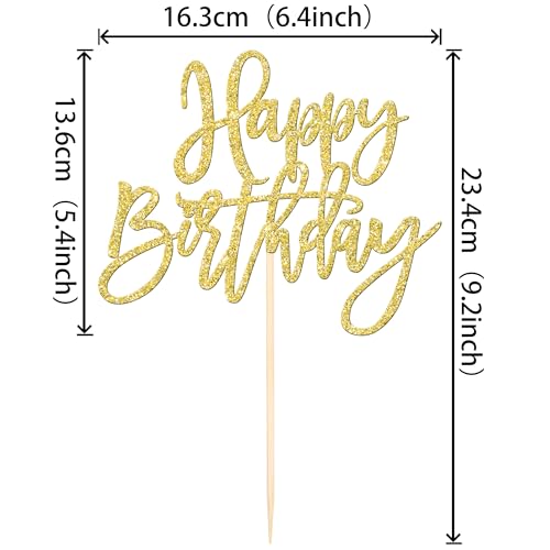 1 PCS Gold Happy Birthday & Anniversary Cake Topper