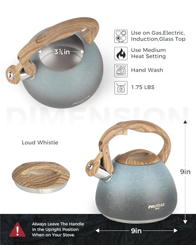 POLIVIAR Tea Kettle (2.7 Quarts / Crackle-Seabed)