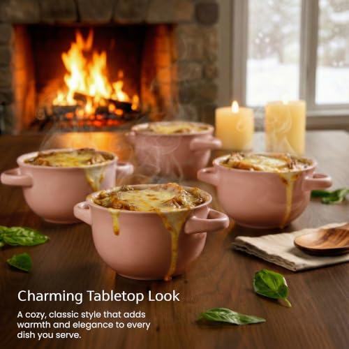 French Onion Soup Crocks with Lids & Handles (Blush)