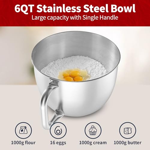 Stand Mixer 6QT Mixers Kitchen Electric Stand Mixer (Red / One Bowl (6QT))