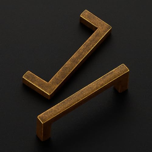 Antique Brass Cabinet Handles Solid Cabinet Pulls 3 Inch CC 30 Pack (Antique Brass / Flat Black 3'' Hole Center)