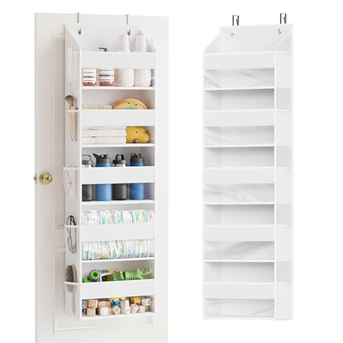 1 Pack Over The Door Organizer with 5 Large Pockets and 10 Mesh Side Pockets (1 Pack / White)
