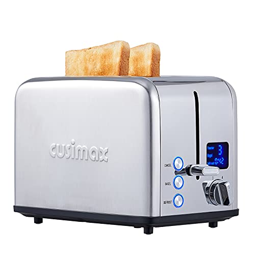 2 Slice Stainless Steel Toaster with Digital LED Display (Silver Stainless Steel / 2 Slice)