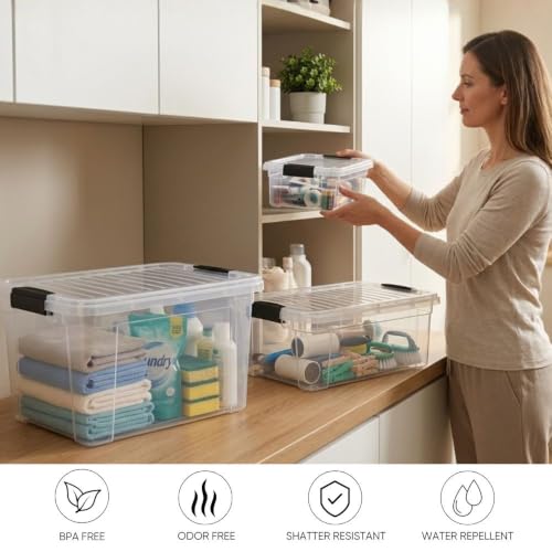 4.5 Quart Clear Plastic Storage Containers with Lids (4.5 Quarts)