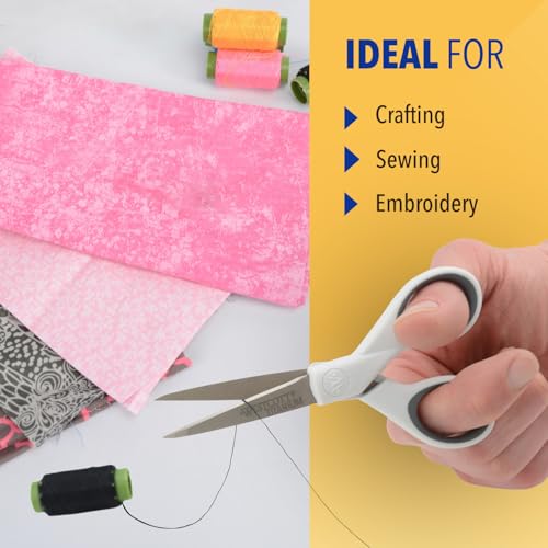 5-Inch Micro-Tip Fabric Scissors with Titanium-Bonded Blades - Craft Scissors for Paper and Fabric, Sewing, and More (5-Inch / 5" Straight)
