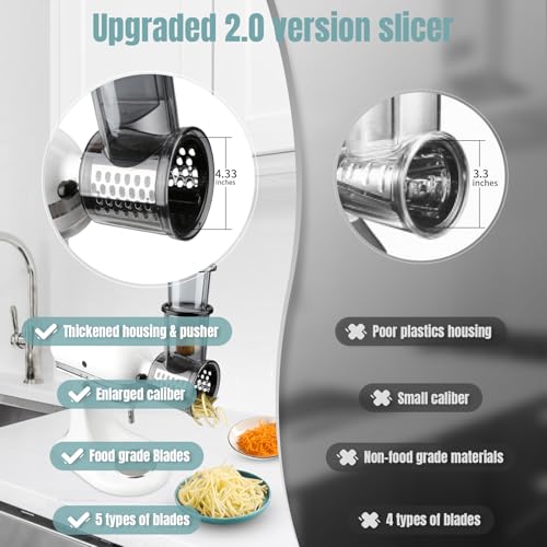 Stainless Steel Slicer Shredder Attachments for KitchenAid Stand Mixers (Slicer Shredder-5pcs)