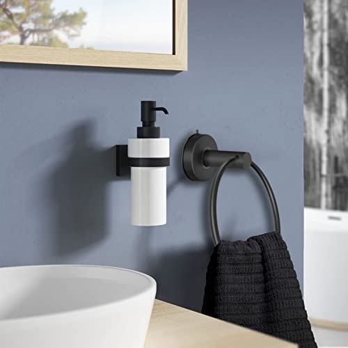 Suction Cup Towel Ring Matte Black Hand Towel Holder for Bathroom Wall SUS 304 Stainless Steel Kitchen Towel Hanger (Matte Black / Style #06)