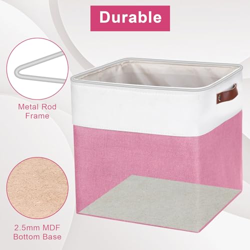 13x13 Cube Storage Bins (Pink / Off-White / Cube - 13"x13"x13")