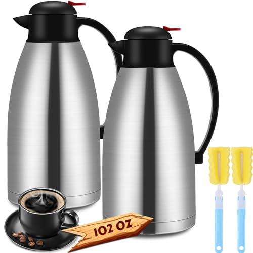 2 Pcs 102 oz Stainless Steel Thermal Coffee Carafe (Silver / 102 oz)