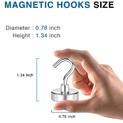 Magnetic Hooks Magnet Hook for Cruise Cabins 50LBS Essentials 6P (Silver / 0.78in)