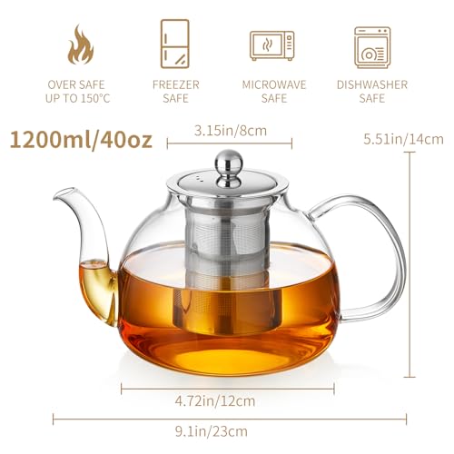Glass Teapot with Infuser (Clear / 40OZ)