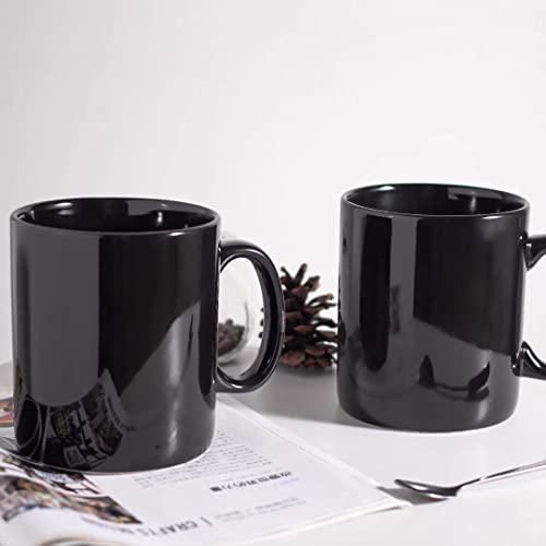 30oz Super Large Ceramic Coffee Mugs Large Handles Set of 2 (Black)