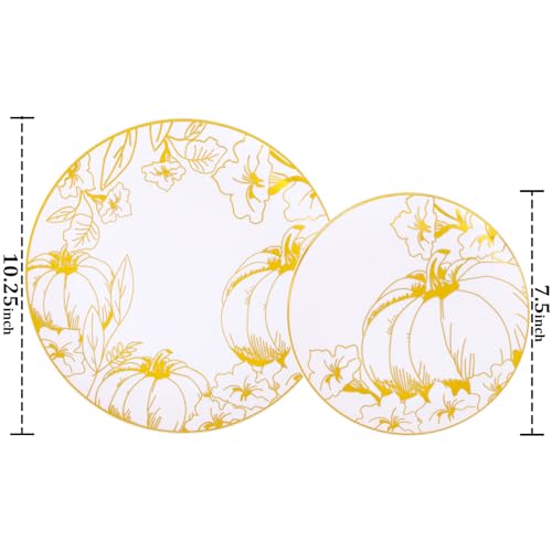 60PCS Thanksgiving Plates & Gold Pumpkin Plates (60 Count)