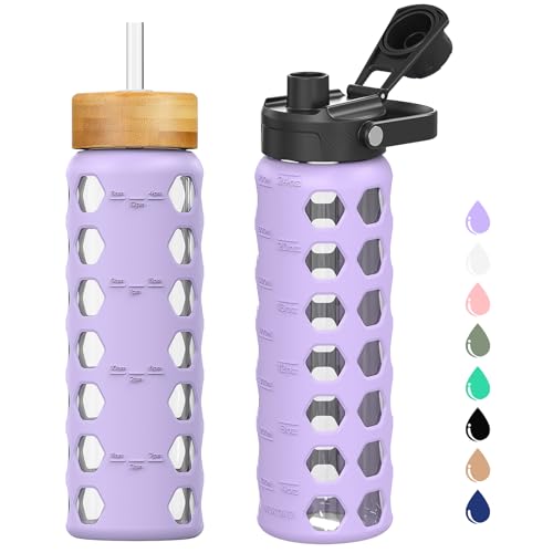 Glass Water Bottle (Purple / 24 Ounces)