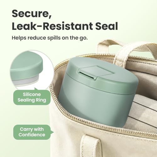 12oz Insulated Vacuum Food Jar with Buckle Lid Wide Mouth Soup Thermo for Hot Food Kids Leakproof Stainless Steel Lunch Container (Seafoam Green / 12OZ)