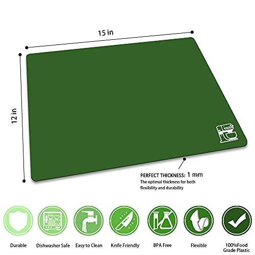 Flexible Plastic Cutting Board Set of 3 Gradient Color (Green)