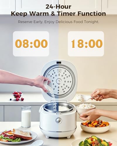 Stainless Steel Rice Cooker Small 6 Cup (Warm White)