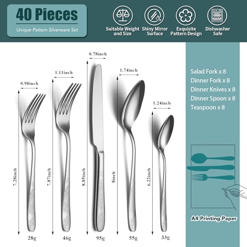 40 Piece Flatware Set (Silver Pattern)