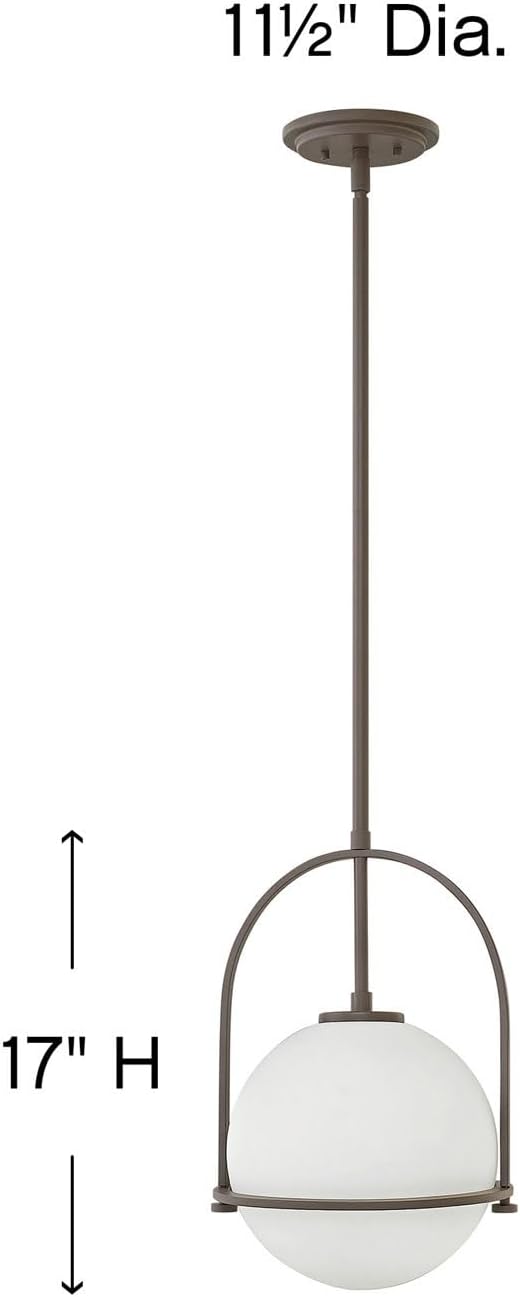 Hinkley Somerset 3407KZ Small Pendant Light, Adjustable Height, for Even or Sloped Ceilings, Etched Opal Globe, Vintage Chic, Buckeye Bronze
