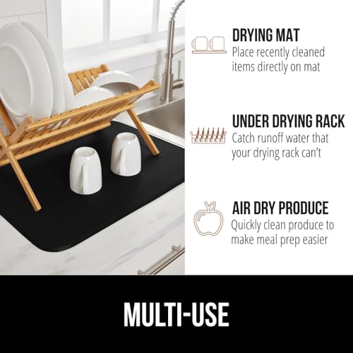 Ultra Absorbent Microfiber Dish Drying Mat (18" x 24" (2 Pack) / Microfiber / Black)