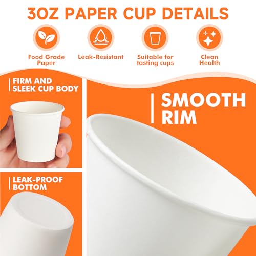 600 Pack 3 oz Bathroom Paper Cups for Mouthwash (White / 3 oz)