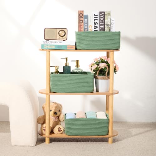 Small Storage Baskets for Organizing (4pcs-L13xW8.5xH5.1" / Green)