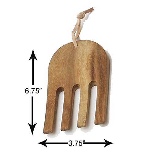 Woodard & Charles Acacia Wood Salad Bowl Set with Serving Hands (12" x 5" Bowl w/ Salad Hands-*Pack of 4*)