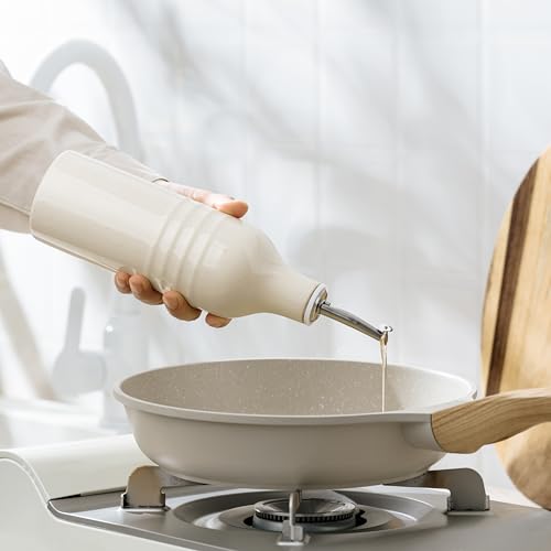 16oz Ceramic Oil Dispenser Bottle (Vanilla White / 1 Piece (Jupiter))