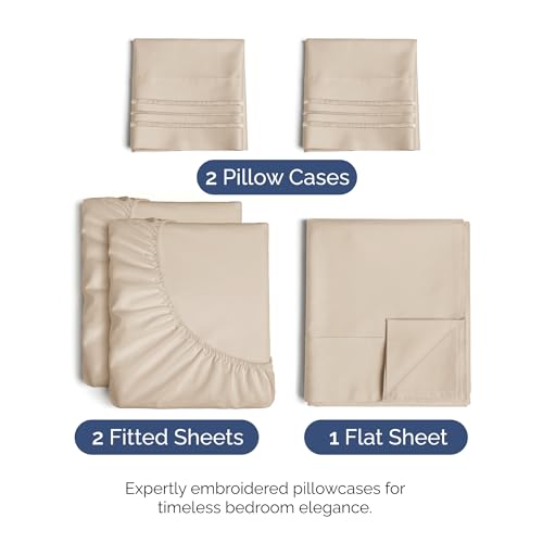 Split King Size 5 Piece Sheet Set (11 - Wheat / Split King Size)