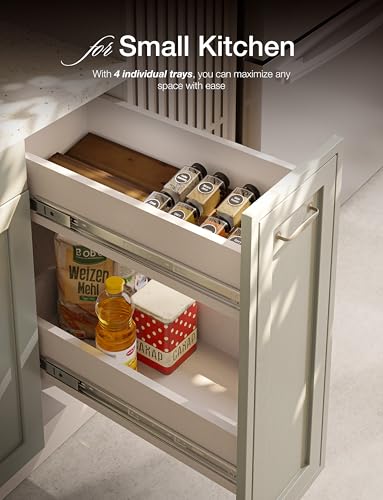 Acacia Wooden Spice Rack Organizer for Cabinet (Walnut / Pack 4)