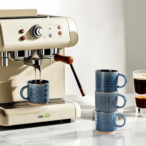 6 OZ Stackable Coffee Mugs Set of 4 (Moonlight Blue / 6 Ounces)