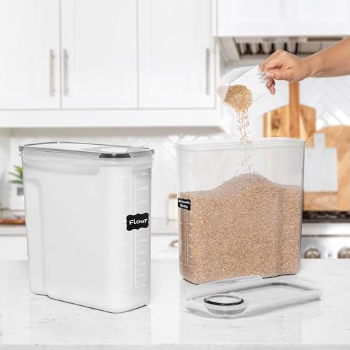 2 Pack (6.3L / 213OZ) EXTRA Large Airtight Food Storage Cereal Containers for Bulk Food Storage BPA-Free Plastic Container, Pantry Organization and Canister for Rice, Pasta, Sugar & Flour (Black)
