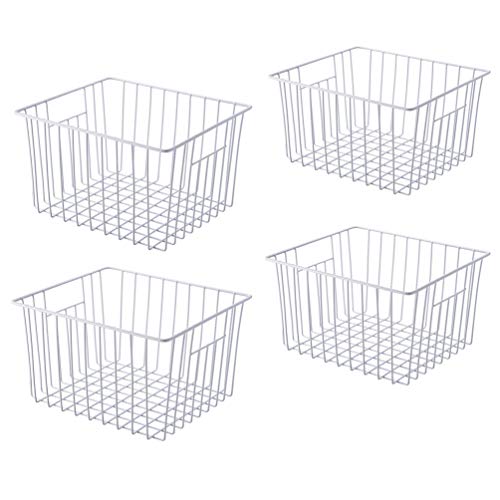 Freezer Baskets Storage Organizer (11in x 9.8in x 5.5in(4Pack) / White, 4Pack)
